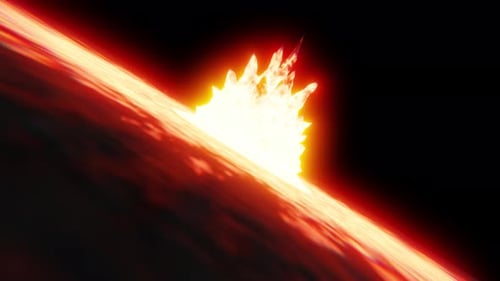 Dramatic Fiery Lava Impact and Explosion Animation
