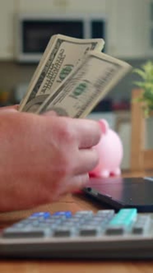 Male Hands Counting Dollar Banknotes Close Up Vertical Budget Finance Moment