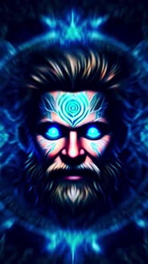 Animated Abstract Glowing Blue Divine Energy Figure