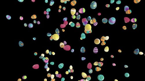 Colorful Decorated Easter Eggs Falling and Rising Animation