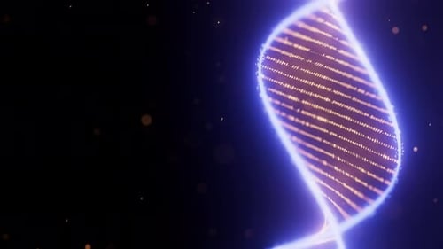 Abstract Digital DNA Double Helix Spiral with Data Flow Loop Animation Medical Science Concept of