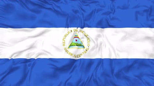 Waving Silk Fabric Flag of Nicaragua
