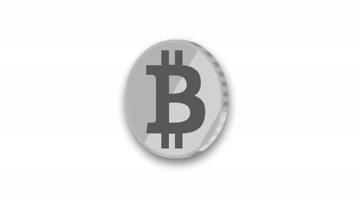 3D-Bitcoin-Silberschleifen-Animation isoliert auf weißem Hintergrund. Vd 1285