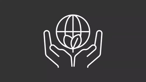 Environmental Protection Line Icon Animation with Hands and Globe