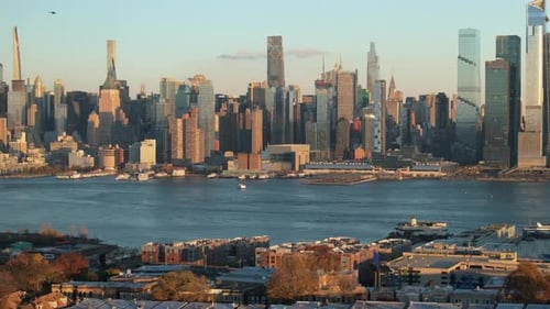 Aerial view of Midtown Manhattan on an autumn afternoon