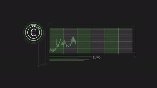 Animated Infographic Of Rising Euro Quotes On Alpha Channel