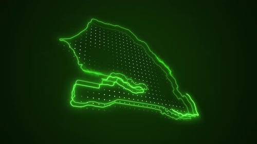 Futuristic Glowing Green Map Outline Animation