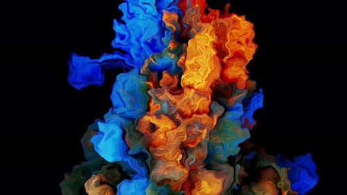 Colorful Ink Multicolored Cloud That Sparkles and Shimmers in Slow Motion Against a Dark Backdrop