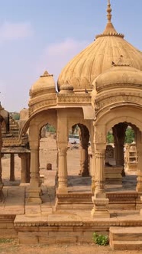 Cénotaphe de Bada Bagh, mausolée en grès dans le désert du Thar, Jaisalmer, Rajasthan, Inde
