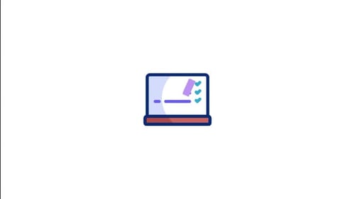 Flat Design Laptop Checklist Animation