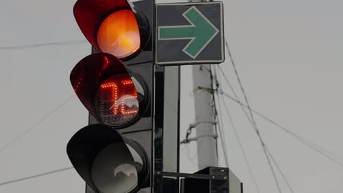 Traffic Light in the City Stop Light Turning Red
