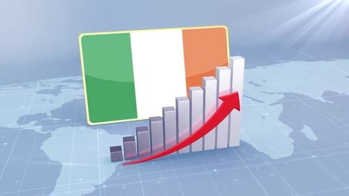Ireland Economic Growth Bar Chart Graph Rising Red Arrow