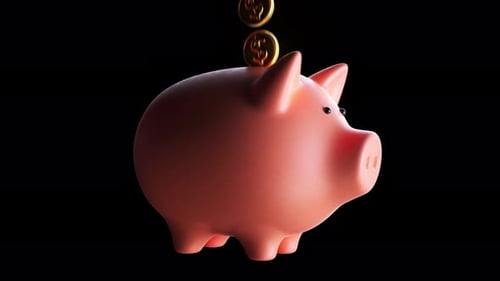 Coins Falling Into the Piggy Bank Loop