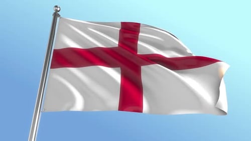 England Flag Waving in Realistic Blue Sky Animation