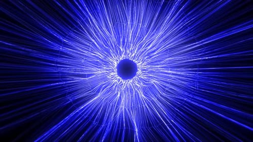 Blue energy magical hi-tech digital tunnel frame made of futuristic energy lines