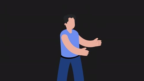 Flat Design Animated Man Gesturing with Arms