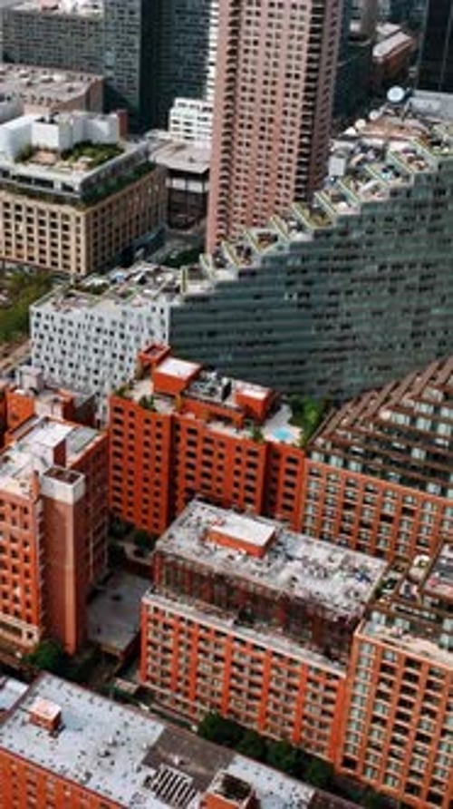 USA building touristic city. American downtown new york aerial view.