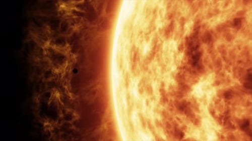 Highly detailed 3D VFX simulation of the 2019 transit of Mercury across the brilliant face of the Su