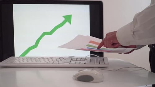 Business Person Reviewing Charts and Graphs in Office