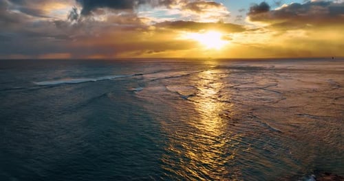 Fantastic sunset over the ocean waterscape.