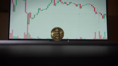 Cryptocurrency Trading Visualization with a Gold Coin Representation and Illustration