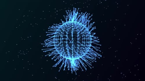 Fondo de esfera de tecnología abstracta a partir de líneas y puntos animados. HUD, elemento FUI
.