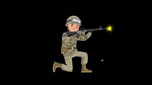 Soldier Shooting In War Alpha Channel 4K