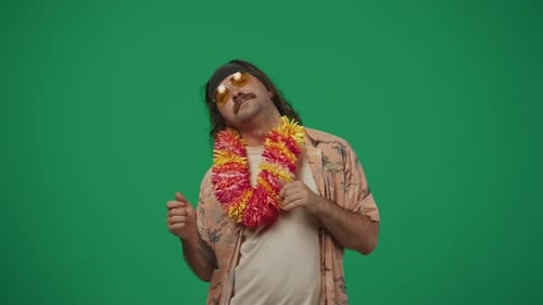 Man Tourist in Glasses and Casual Clothing Cooly Dancing and Chilling at the Pool Party Having Fun