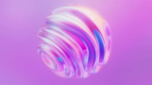 Holographic Iridescent Wavy Deforming Sphere Liquid Gradient Color Flow Orb with Ripples
