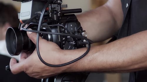 Close Up of Cinema Camera on Tripod