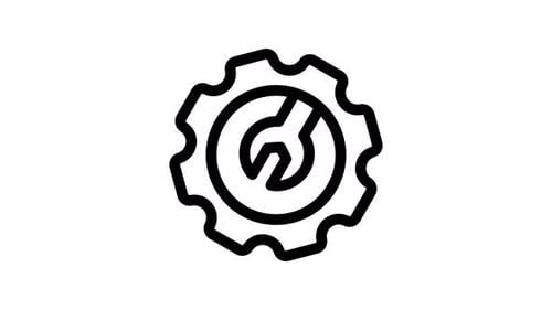 Animated Settings Gear and Wrench Minimalist Line Icon