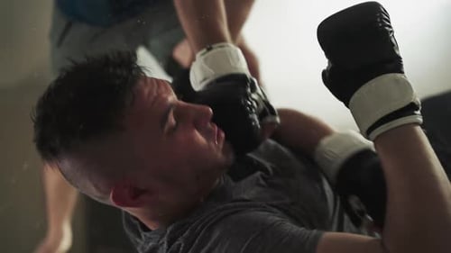 Man Misses Heavy Hit and Blocks Head on Floor in Gym