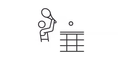 Simple thin line black animation of tennis icon