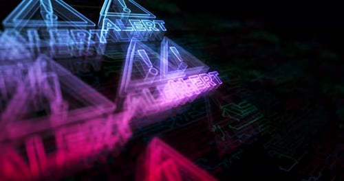 Alert warning symbols loop cyber loop concept