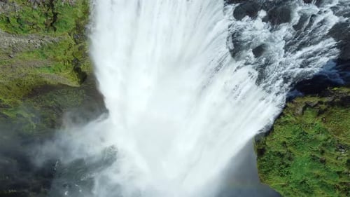 Nature Iceland River Waterfall Beautiful Magical Landscape Aerial Top
