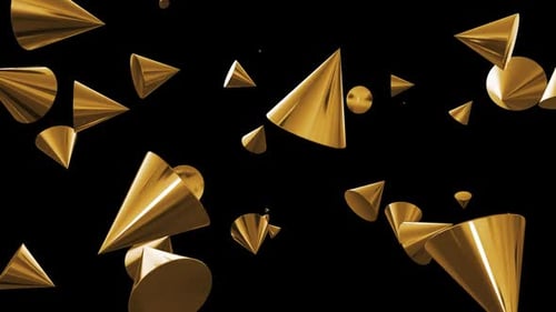 Boucle dorée en forme de cône de formes géométriques 3D