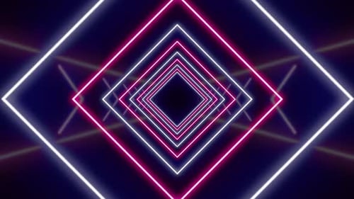 Glowing Neon Squares Tunnel Loop