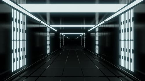 Futuristic Dark Tunnel with Glowing Lights Loop