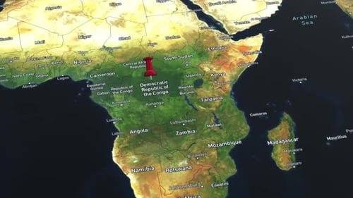 3D Animated Map Pin Drop on African Continent