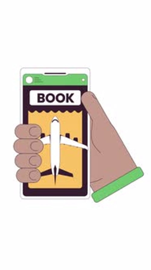 Mobile booking app for transportation options 2D vertical animation