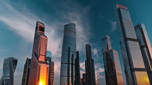 Aerial View of Skyscrapers Moscow City and Business District
