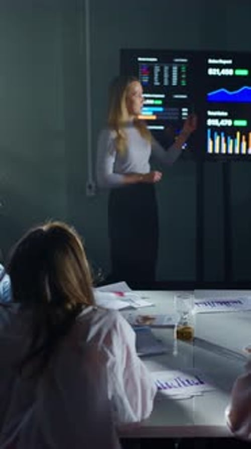 Corporate Presentation with Women in Modern Office