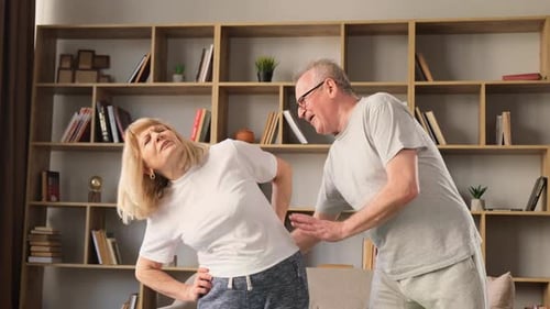 Grandma's Back Hurts During Fitness