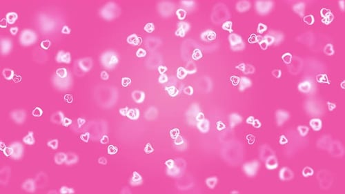 Romantic Pink Hearts Floating Bokeh Background Animation