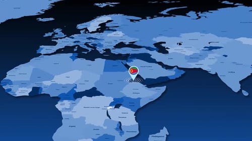 Animated World Map Zoom with Eritrea Flag Location Pin