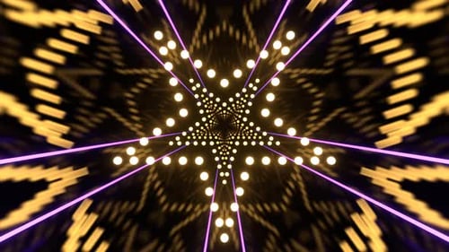 Purple And Yellow Star Shaped Tunnel Background Vj Loop In 4K