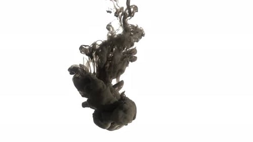 Black Paint Injection Diffusing In Water Like A Cloud Or Meduse Isolated