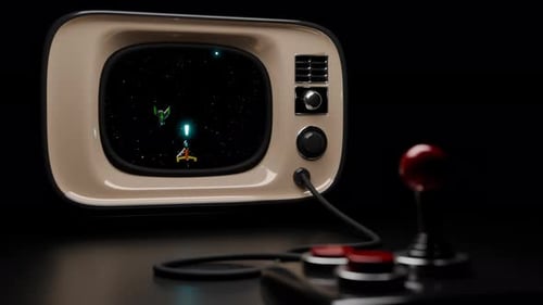 Retro Joystick 3D Loop Animation