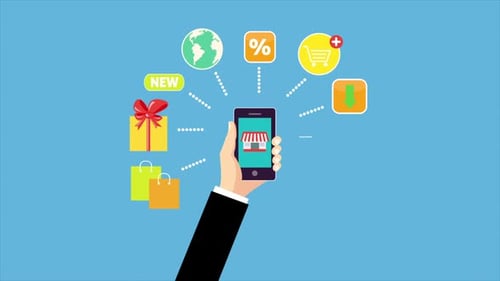 Mobile E-commerce Icons Pop-Up Animation