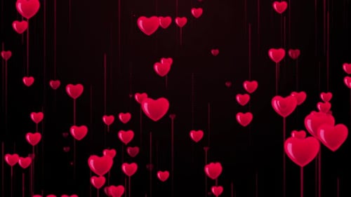 Animated Red Hearts Floating Upwards Loop Background